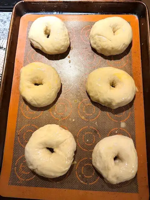 bagel dough with a egg wash